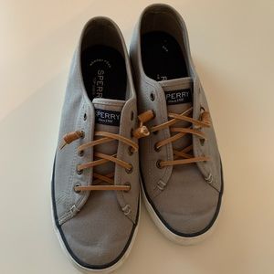 Grey Sperry slip on sneakers